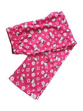 Bright Pink Character-Print Pajama Pants